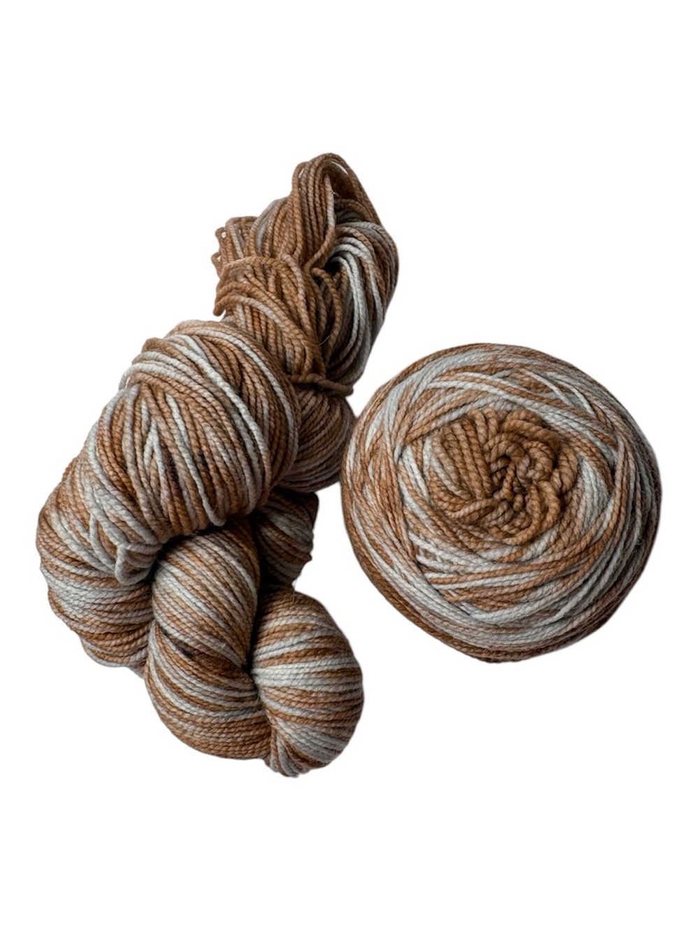 SW Wool Chestnut Cream and Tan Variegated Yarn Skeins